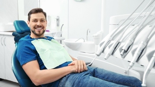 Man sitting patiently in dental chair