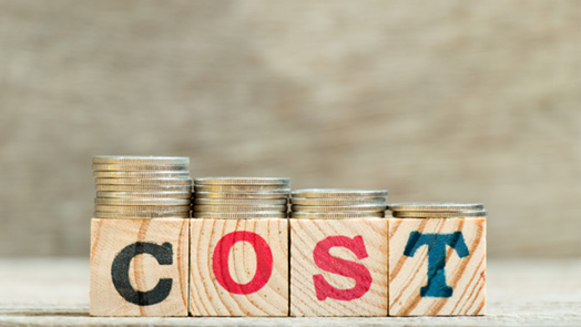 Cost written on wooden blocks