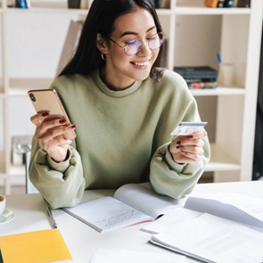 Woman holding a credit card