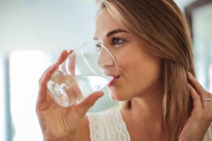 woman drinking water