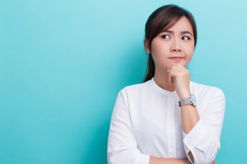 Woman has questioning expression