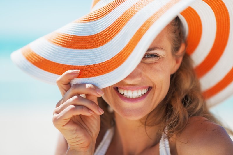 Beautiful person smiling on the beach