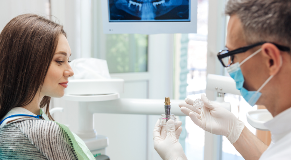 Patient at dental implant consultation